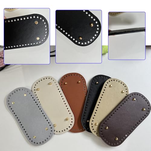 TQFXGLL 24 Pcs Pu Leather Crochet Bag Making Kits 6 Colors Oval Bag Bases | 12 Pcs D Shape Purse Handles, 6 Pcs Snap Buckles, DIY Craft Bags Making
