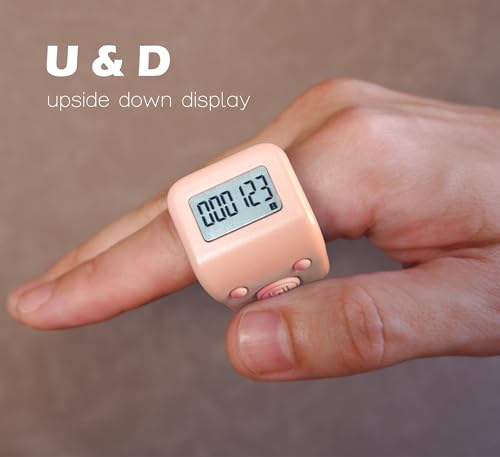 Rechargeable Finger Counter, IPX8 Waterproof Lap Counter, Silent 6 Channels Digital Tasbih Tally Clicker with LED for Prayer Swimming Knitting Gift - color: Pink