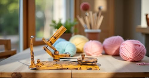 Yarn Winder – Large Capacity 16 oz Solid Wooden Yarn Winder for Knitting & Crocheting, Handcrafted Heavy-Duty Natural Wood Ball Winder, Smooth Tabletop Yarn Cake Maker Tool