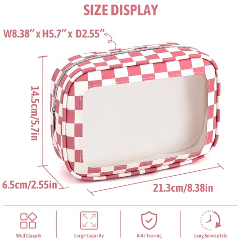 YOPCDJ 3PCS Clear Toiletry Bag, TSA Approved Travel Makeup Pouch with Zipper for Cosmetics and Toiletries, Diaper Bag Organizer Pouch Set, Women's Purse Organizer and Clear Car Bag - color: Rose Red, size: 3pcs