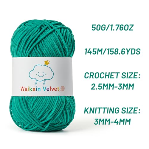 2 Pack Fluffy Chenille Yarn for Crocheting, Baby Yarn for Crocheting Soft, 100g/3.5oz Velvet Amigurumi Yarn, Fingering Weight Yarns for Crocheting Baby Blankets、DIY Craft.(2 Deep Sea Green) - color: [2 Deep Sea Green]