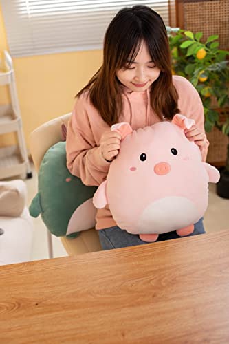 Soft Flat Pig Plush Hugging Pillow Cute Pink Pig Stuffed Animal Piggy Plushies Toys Kids Piglet Anime Cushion for Birthday, Valentine's Day, Christmas...16.5 Inch - color: Peach, size: 16.5 Inch