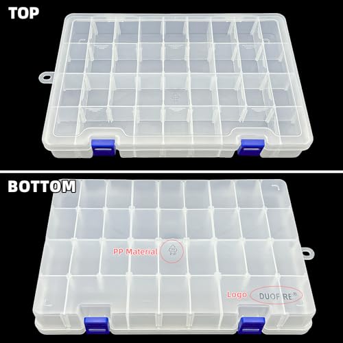 DUOFIRE Plastic Organizer Storage Box, Adjustable Divider 34 Grids, 4 Pack | Clear Removable Compartment Storage Box for Jewelry, Beads, Earrings, Fishing Hooks, Craft, Screws, Nails, Small Tools - color: White, size: 34 Grids, White X 4