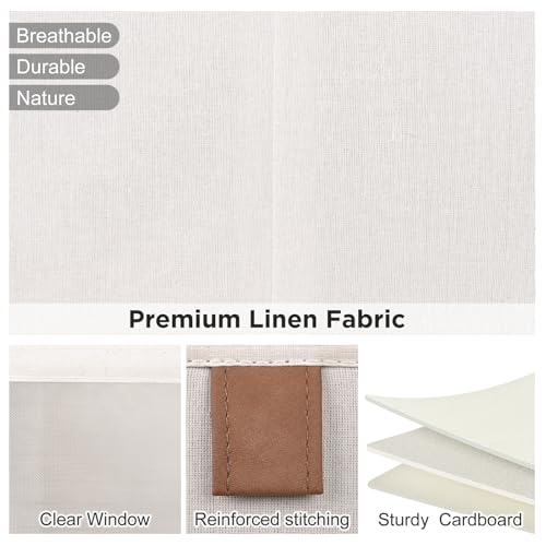 Linen Closet Organizers and Storage, Closet Storage Bins Basket Organizer, Foldable Organization Baskets with Mesh Window for Clothes Towels and Toys, 12.75" x 12.75" x 9", Beige, 6 pack - color: Beige-6Pack, size: 12 ¾" L x 12 ¾" W x 9" H