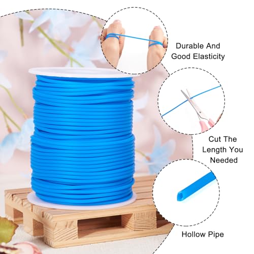 Beadthoven 2mm Hollow Pipe Rubber Tube Cords, 54.68Yards Barber Cord for Knitting Stitch Holder, Tubing Rubber Cord with Spool for Bracelet Jewelry Making DIY Crafts 1mm Hole - Dodger Blue - color: Dodger Blue, size: 2mm