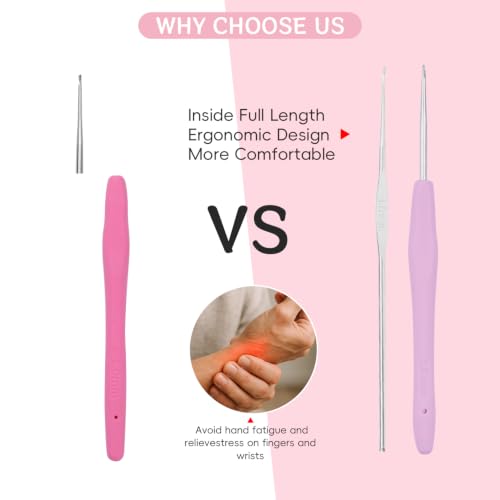 Hobekoee 6pcs Small Size Crochet Hooks,0.5mm Micro Crochet Needles | Steel Lace Crochet Hooks,Ergonomic Crochet Hook Grip for Arthritis And Beginners，Mini Size - size: 0.5mm