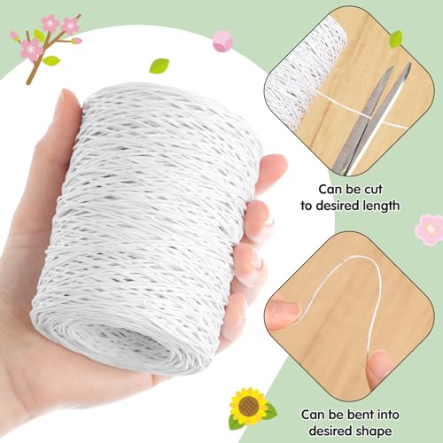 Syhood 673 Feet Floral Vine Bind Wire Rustic Craft Wire, White | For DIY Craft Wrapping, Flower Bouquets Garland Arrangements, , Christmas Wreath Making - color: White, size: 673 Feet