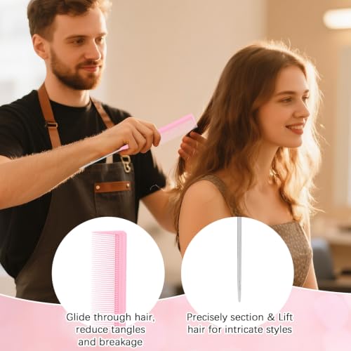 10Pcs Crochet Hooks for Hair Set for Passion Twist Crochet Hair Extensions | with 5 Crochet Needles, Edge Brush, Bristle Brush, Rat Tail Comb, 2 Gator Clips,Latch Hook