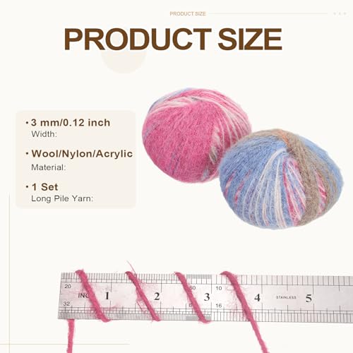 PATIKIL Wool Acrylic Blend Long Pile Yarn 2 Skeins Mohair Yarn Lace Weight for Crocheting Knitting Gloves Hats Socks Scarves, Rose Pink Yellow - color: Rose Pink Yellow