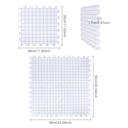 Blocking Mats for Knitting 4 Pack Tension Mats with Grid 28cm Blocking Mats Foam Blocking Mats Thick Interlocking Blocking Mats for Knitting, Crocheting, Lacing, Crafts
