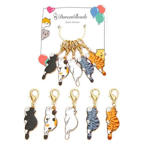 DoreenBeads Stitch Markers for Crocheting and Knitting | Alloy Enamel Crochet Marker Crochet Gifts for Knitting Weaving Sewing Accessories Quilting Jewelry Making - color: Lying Cats
