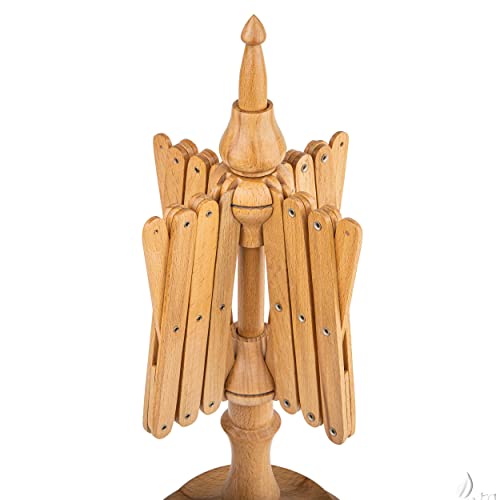 Beechwood Yarn Swift, Wooden Umbrella Hank Holder for Knitting | Steamed beech umbrella swift holds a full hank taut, spins freely, folds flat, tabletop clamp included. - color: Beechwood, size: Umbrella Swift