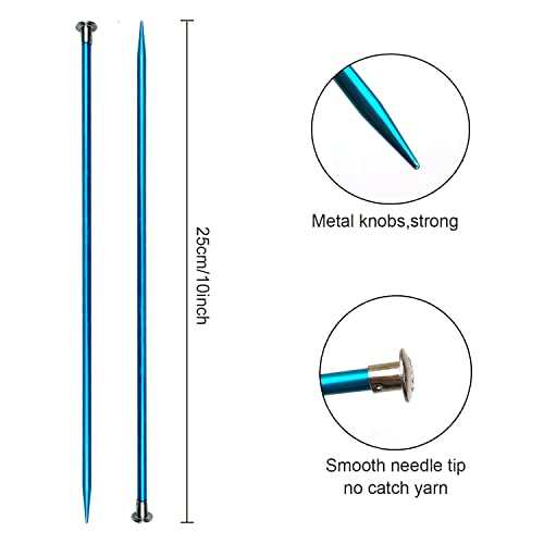 Weabetfu Aluminum Metal Knitting Needle,Colored Straight Single Pointed,10-inch Length for Handmade DIY Knitting,Size US 4(3.5mm),Random Color - color: Blue, size: US 4