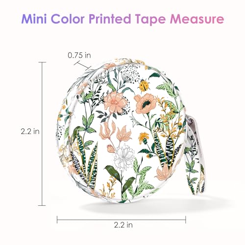 Sewing Tape Measure，Colour Printed Small Retractable Soft Measuring Tape for Tailor Cloth Fabric Body Measurements. - color: White Flower