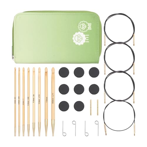 KnitPro Bamboo Deluxe Afghan/Tunisian Crochet Hook Set | 8 Sizes (3.5mm to 12mm)