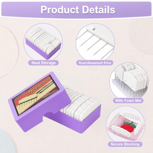 20pcs Knit Blocking Pin Kit, Knit Blockers Combs for Crochet Knitting Blocking Board Mats, Knit Blocking Pins for Crochet Projects Sewing Lace Needlework Projects Tool (White) - color: White