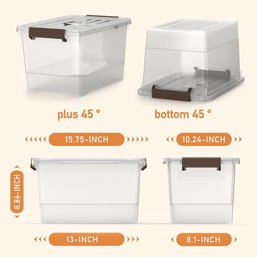 17 Qt Clear Stackable Storage Bins with Lids, Locking Latch Plastic Organizer Containers, Space-Saving Nestable Tote Boxes for Closet Pantry Laundry Room Garage, 4-Pack - color: Clear, size: 17 Quart