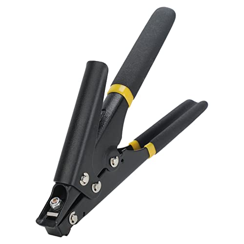 Portable Nylon Cable Tie Gun Adjustable Tension Plastic Zip Tie Fastening and Cutting Tool (Black) - color: Black