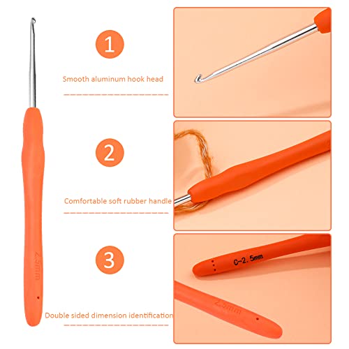 SHWAKK Crochet Hook, 2.5 mm Ergonomic Crochet Hook for Arthritic Hands | Crochet Needles, Knitting Needles with Soft Handle Beginners and Experienced Hobbyists - size: 2.5mm