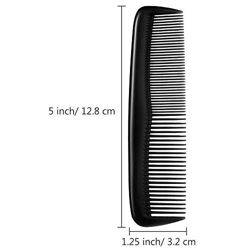 Leinuosen 12 Pieces Pocket Hair Combs, Fine Tooth Combs, Black | Plastic Hair Care for Men Women, Portable Travel Size, for Barber Salon Hair Dressing Use, Not Breakable, Peines Para Cabello - color: Black