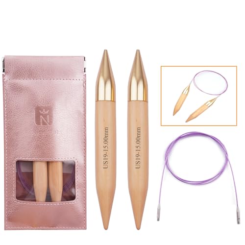 Mdoker Large Bamboo 15mm Circular Knitting Needles for Chunky & Bulky Yarn,Size 19 40 Inch Circular Knitting Needles for Handmade Knitting DIY and Any Weaven Yarn Projects(US Size 19,15mm) - size: 40inch-15mm