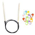 Lykke Driftwood 60-inch US 2 (2.75mm) Fixed Circular Knitting Needles | Birchwood, Semi-Sharp, Short Taper Points, Smooth Joins, 10 Coloful Stitch Markers - size: US 02 (2.75mm), 60 in. (150cm)
