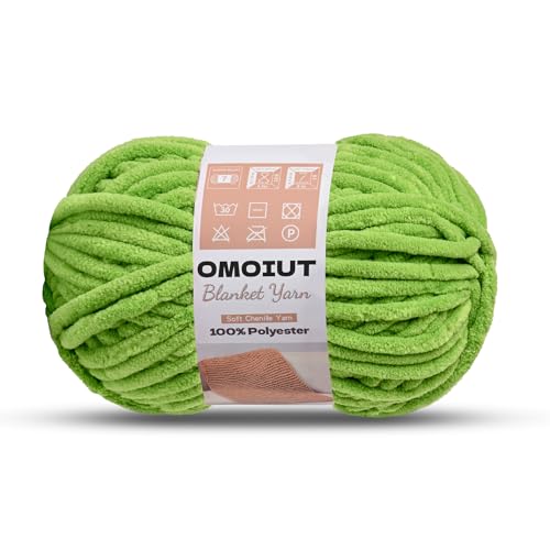 OMoiout Chunky Chenille Yarn for Crocheting, Soft Baby Blanket Yarn, #7 Super Bulky, Chunky Knit Blanket Crochet Yarn, 7 oz/109.4 yds Fluffy Velvet Amigurumi Yarn(Lime Green) - color: [Lime Green]