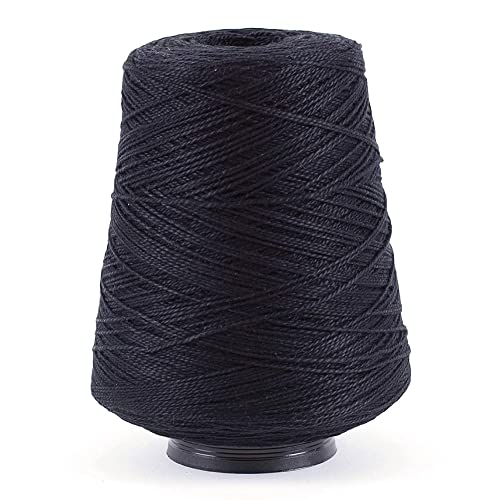 Silk City Fibers, 3/2 Perle Mercerized Cotton Yarn, Black, 1 Cone | Designer Yarn for Machine Knitting, Weaving and Crochet, Premium Garments, Delicate Shawls and Fine Weight Projects - color: Black