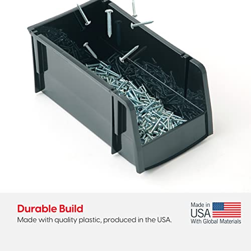 IRIS USA 6-Pack, Extra Large Stackable Storage Bins, Black | Organize small parts, hardware, craft supplies, pantry items, and household essentials with open-front access, stackable bins - size: X Large - 6 Pack