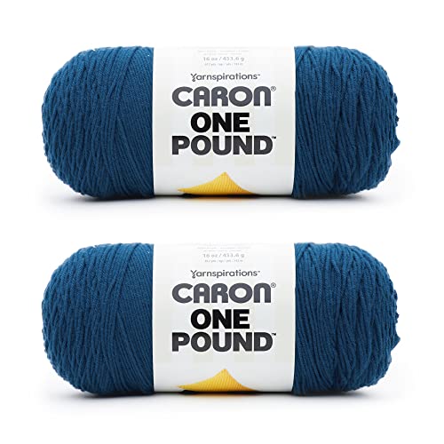 Caron One Pound Soft Yarn for Crocheting & Knitting, Ocean, 2-Pack | #4 Worsted Medium, Soft 100% Acrylic Yarn for Crochet, Knitting, Blankets and Crafts, 812yds, 453.6g/16oz per skein - color: Ocean, size: 2 Pack