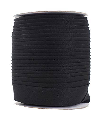 Mandala Crafts 55 Yds 1 Inch Black Double Fold Bias Tape for Sewing | Machine Washable Binding Tape for Quilting, Hemming, Seams, Fabric Piping, All Fabrics & Denim, Indoor & Outdoor - color: Black, size: 1 Inch 55 Yards