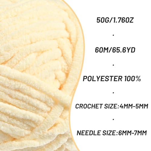 2 Pack Fluffy Velvet Yarn for Crocheting，Baby Blanket Yarn for Crocheting Soft，100g(131yds) Amigurumi Yarns，Plush Chenille Crochet Yarns，Puzzle Yarn for Crochet Weaving Craft(2 Yellowish) - color: 2 Yellowish