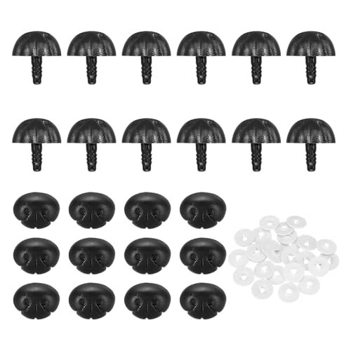 MECCANIXITY Safety Noses Black Plastic Craft Nose with Spacer for DIY Crochet Bears Dog Stuffed Animals Doll Making(29mm 25PCS)