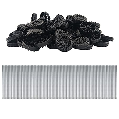 EUDAX 300 PCS 30mmx8mm Plastic Roll 2mm Dia Shaft Toys Wheel and 2mmx100mm STEM Shaft Round Rod Axles for DIY Toy RC Car Truck Boat Helicopter Model Part Building Projects (Black) - color: Black