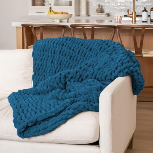 10 Pack Indigo Fuzzy Chunky Yarn for Hand Knitting, Bulky Thick Fluffy Chenille Yarn for Crocheting, 260yds/70.5oz Jumbo Crochet Yarns, Soft Chunky Knit Blanket Yarn for Crochet - color: 10 Indigo