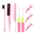 SWEET VIEW Crochet Needles for Hair | With Edge Brush, Bristle Brush, Rat Tail Comb, Gator Clips, Latch Hook for Hair