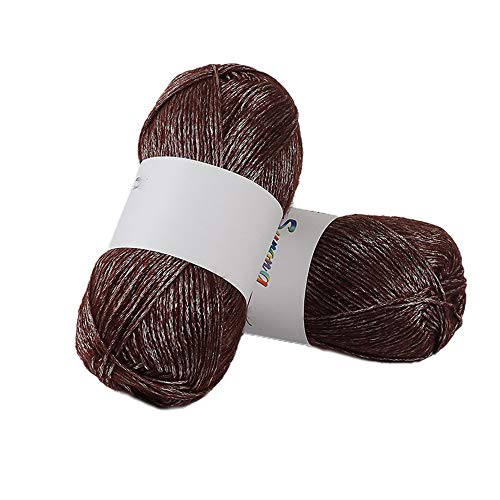 Clisil 764 Yards Coffee Brown Metallic & Glitter Yarn - Crochet & Knitting Yarn, Nylon & Cotton Blend, Silver & Gold, DIY Sweater, Scarf & Hat, 200g - color: Coffee Brown