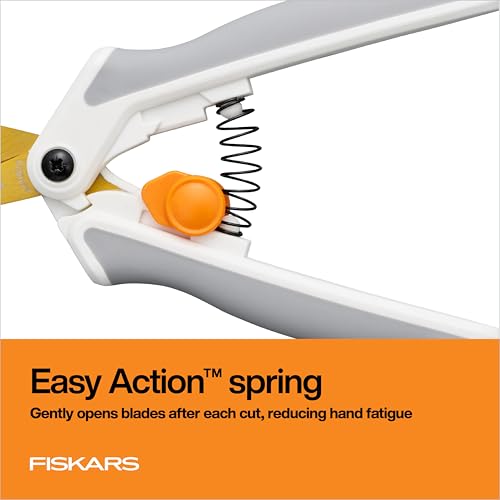 Fiskars 6" Easy Action Micro-Tip Titanium Detail Fabric Scissors | No. 5 Durable Titanium Blades, Precise Sharp Cuts on Fabric, Easy Action Spring-Assisted Handle, Crafting Supplies, SoftGrip - style: Micro-Tip Titanium Easy Action