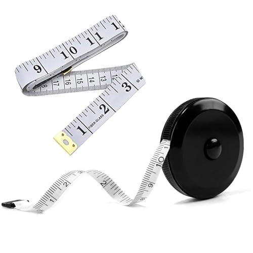 Soft Tape Measure for Body Measurements, 2-Pack 60" Flexible | Retractable Body Measuring Tape, Dual Scale Inch & cm, Cloth Tape Measure for Sewing, Tailor, Seamstress, Clothing & Waist