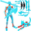Titan 13 Action Figures (Grow in The Dark Blue) T13 3D Action Figure Set Already Assembled Dummy Robot Nova 13 Printed Multi-Jointed Movable Toy for Gift Collectors (Blue Orange + Dog) - style: Blue Orange Men Figure + Dog