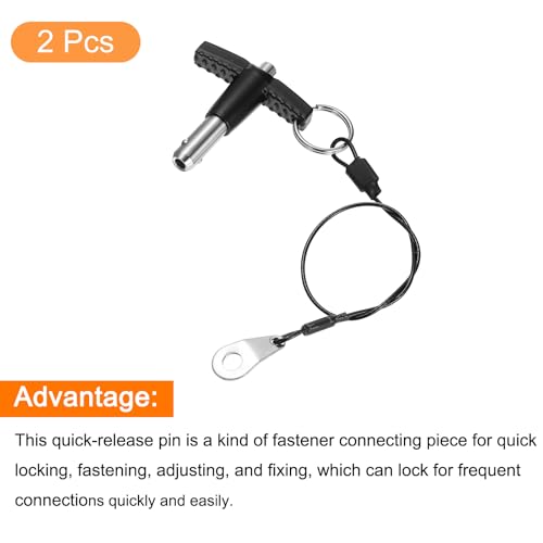 uxcell 2Pcs T Handle Lock Pins, 8mm x 10mm Usage Length Stainless Steel Push-Button Quick Release Pin - size: 8mm x 10mm