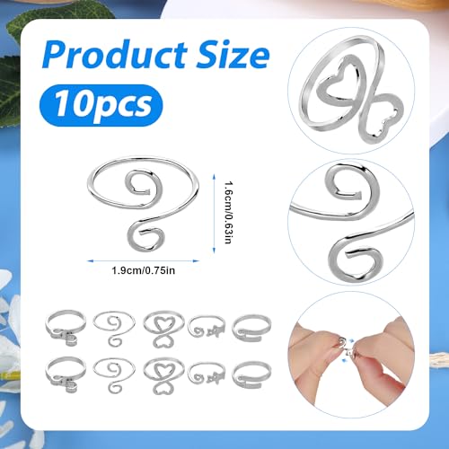 10pcs Crochet Yarn Finger Rings, Adjustable Yarn Guide Ring for Knitting Tension Ring Crochet Loop Accessories Gift