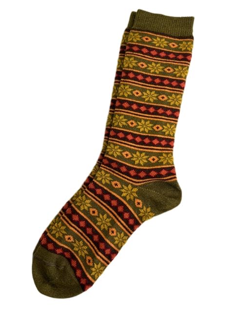 Alpaca Wool Designer Novelty Crew socks are Cozy, Warm and Colorful - Starry Stripe - color: Sage, size: Medium