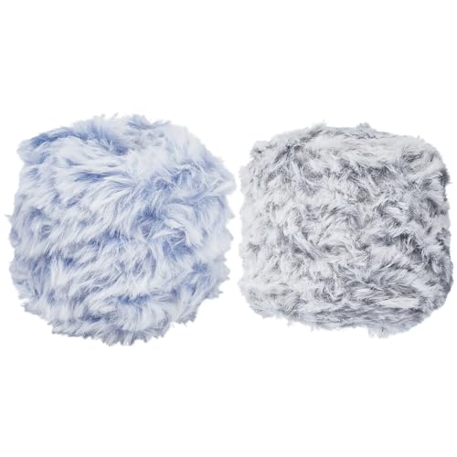 2 Rolls 139.98 Yards Faux Fur Yarn Soft Touch Chunky Fuzzy Velvet Yarns Bulky Plush Colorful Fancy Thread for Crocheting Knitting Sweaters Hats Scarves Blanket Rug DIY Craft Supply
