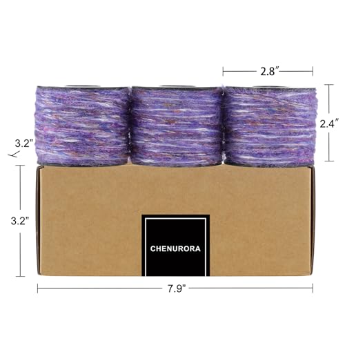 Artisanal Yarn Collection Multifiber Fancy Yarn for Knitting Crocheting Crafts DIY, Set of 3 Rolls(104 Starry Night Purple Haze) - color: 104 Starry Night Purple Haze