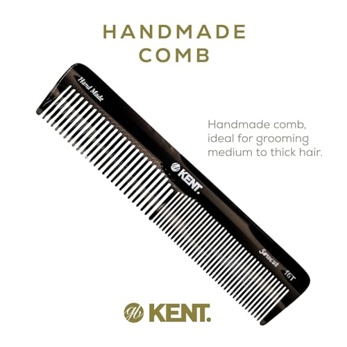 Kent 16T Black Graphite Fine and Wide Tooth for Daily Grooming,Handmade Styling Comb for All Hair Types,Wet or Dry Hair Detangling Comb for Men and Women,Saw Cut Hand Polished,Made in England - color: Graphite, size: 6 Pack