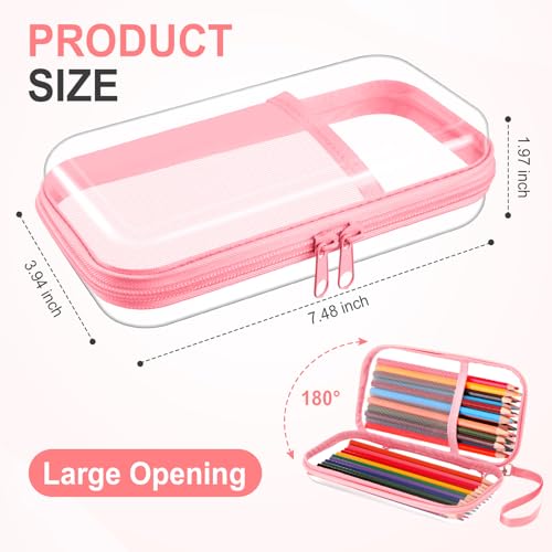 Sanwuta 4 Pcs Clear Hard Shell Zipper Case Plastic Case, Nude Pink - color: Nude Pink