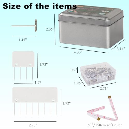 Knit Blocking Pins Kit, Includes 20 Knit Blocking Combs, 100 T-pins for Blocking Knitting Crochet, Needlework Projects, Knitting Block Tool for Blocking Mats, White - size: White, 1 Pack