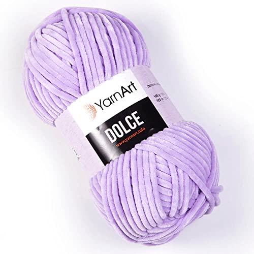 Yarn Art Dolce Yarn 100% MicroPolyester Velvet Blanket Amigurumi Super Bulky :6 Baby Chenille Yarn (1 Skein, 744-LILAC) - color: 744-LILAC