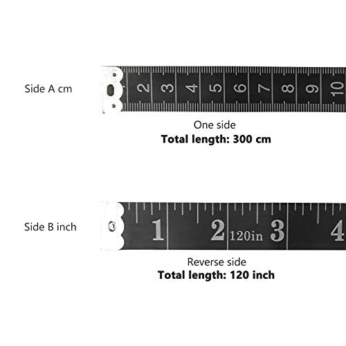 GDMINLO 2 Pack Sewing Tape Measure120Inch/300cmDouble-Scale Soft Tape Measuring Body Weight Loss Medical Body Measurement Sewing Tailor Cloth Ruler Dressmaker Flexible Ruler Tape Measure (Black)